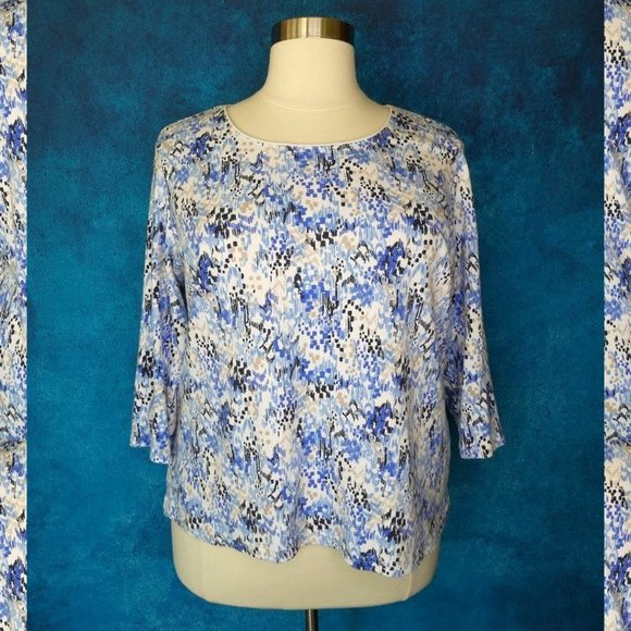 Karen Scott Geo Print Top 2XL - Picture 2 of 7